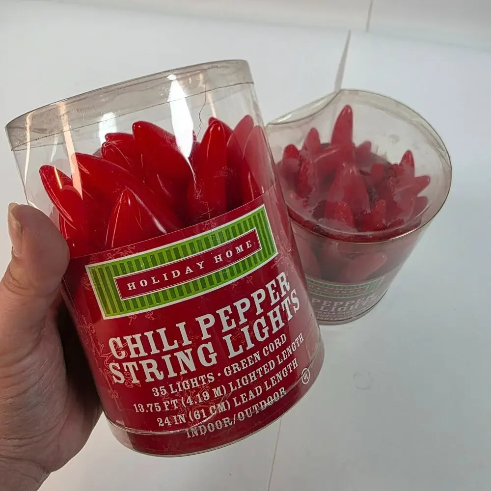 CHILI Peppers String Lights 13.75 ft Set of 2 Cinco de Mayo Mexican Fiesta Party